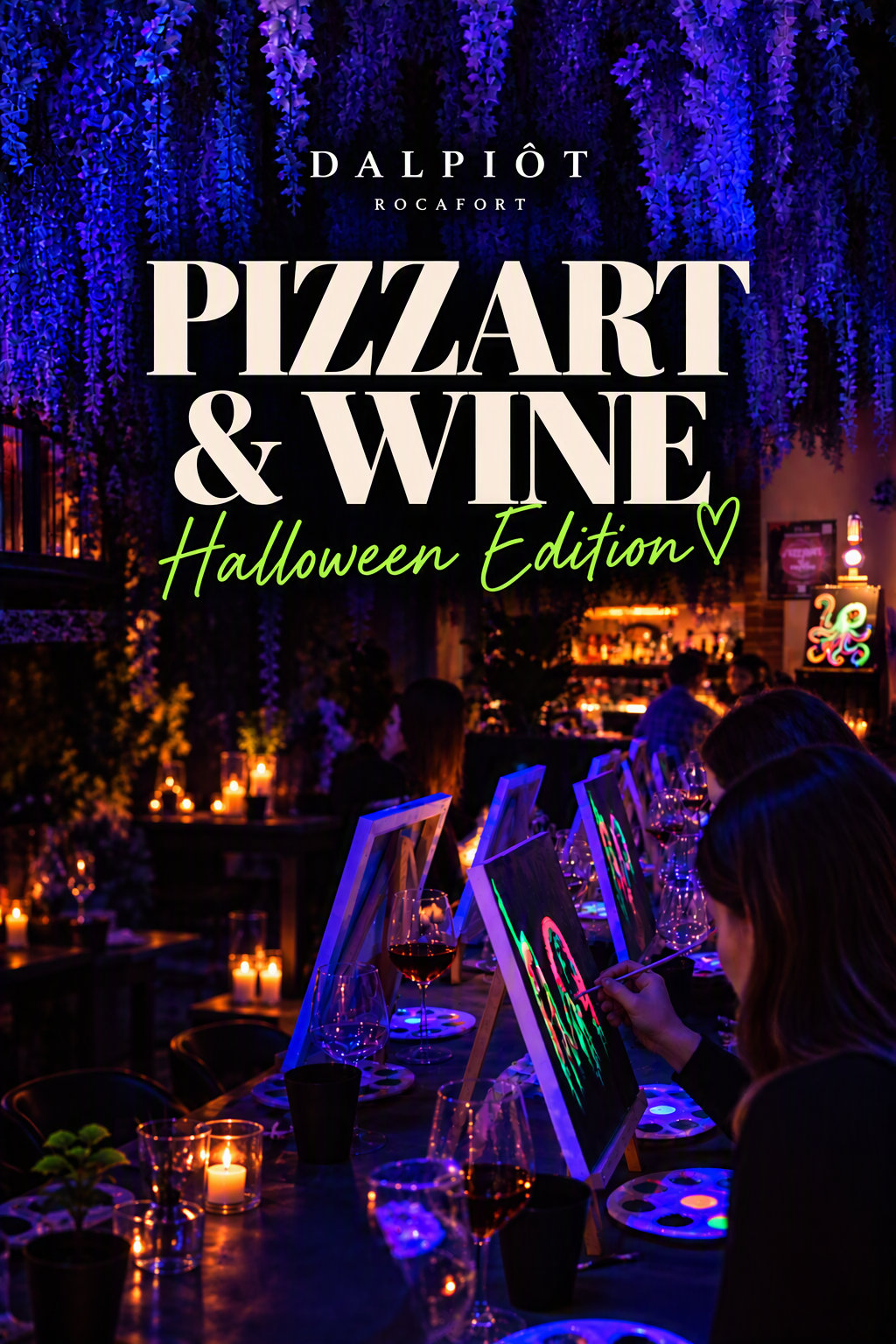 Cartel del evento Pizzart & Wine Halloween Edition en Dal Piôt Rocafort, jueves 29 de octubre